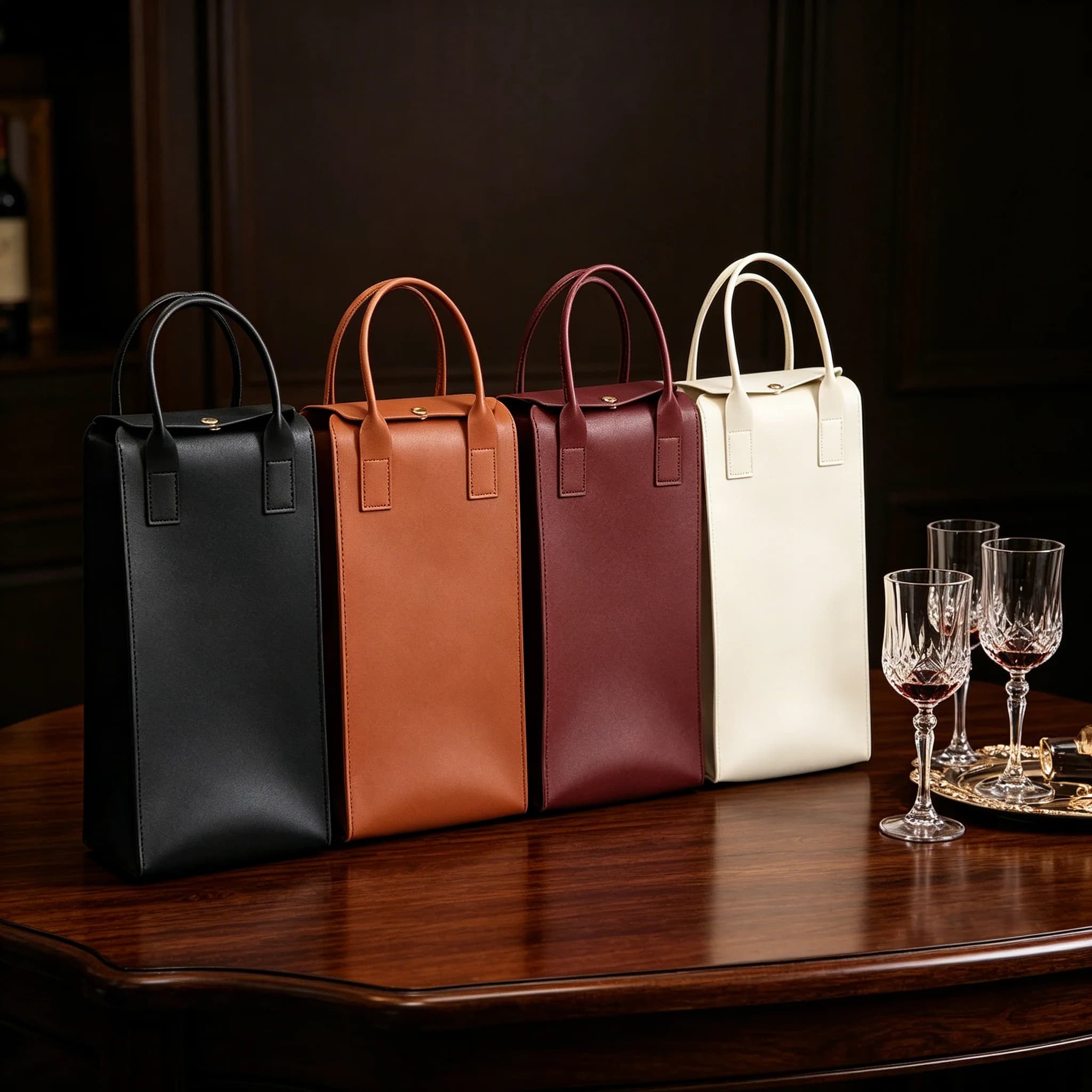 Borsa Portabottiglie in Pelle PU, Custodia Protettiva Portatile per Singola Bottiglia, Regalo Aziendale, Borsa per Vino e Champagne