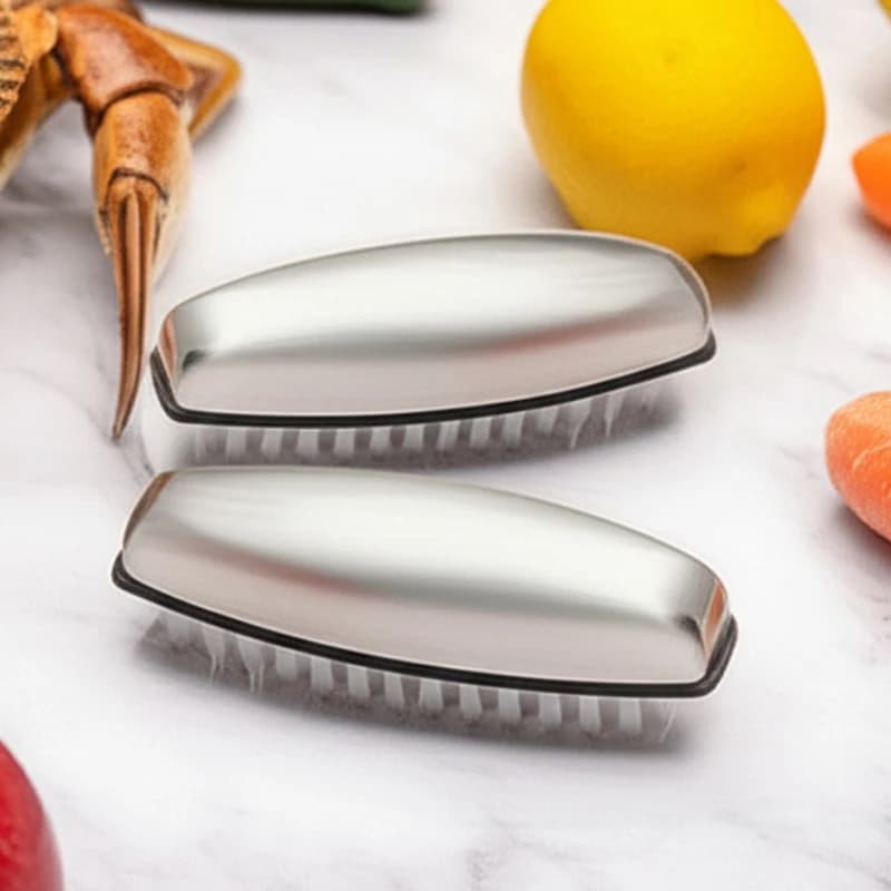 Nylon Hand and Nail Brush Kitchen Cleaning Tool Stainless Steel Soap Cleaning Scrubbing Brush Help Eliminating Smell Absorb Odor