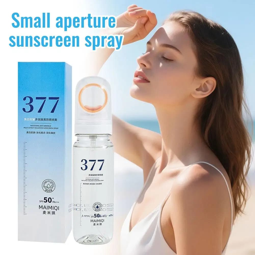 Spray per la cura completa del corpo 377 SPF50 Plus, nutre, idrata, sbianca, antirughe, ideale per la protezione solare di viso, collo e corpo.
