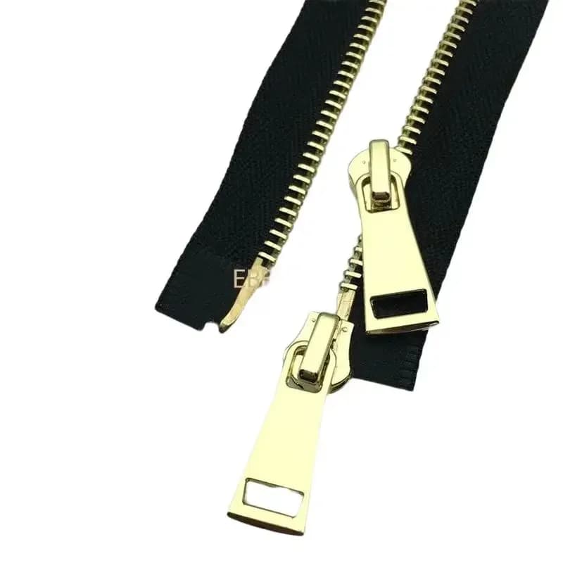5 # 8 # Da 15 a 120 cm di lusso in metallo dorato con cerniera cucito piumino stivali borsa in pelle doppia o chiusura decorazione di abbigliamento a 2 vie
