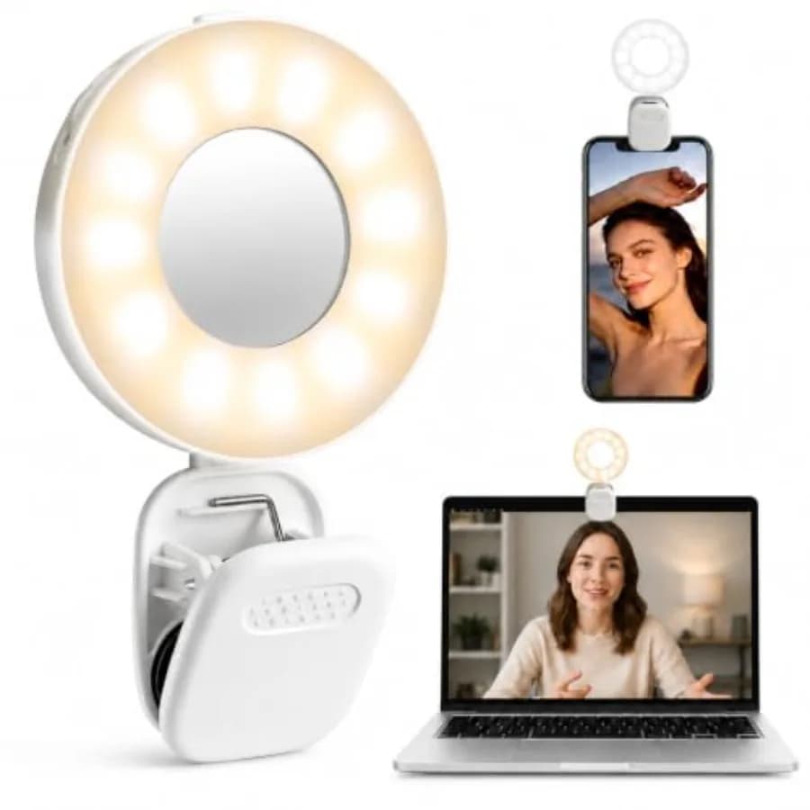 Clip on Ring Light, Stepless Dial Control Selfie Light for iPhone Phone, Rechargeable Portable LED Phone Light for Women, Girls
