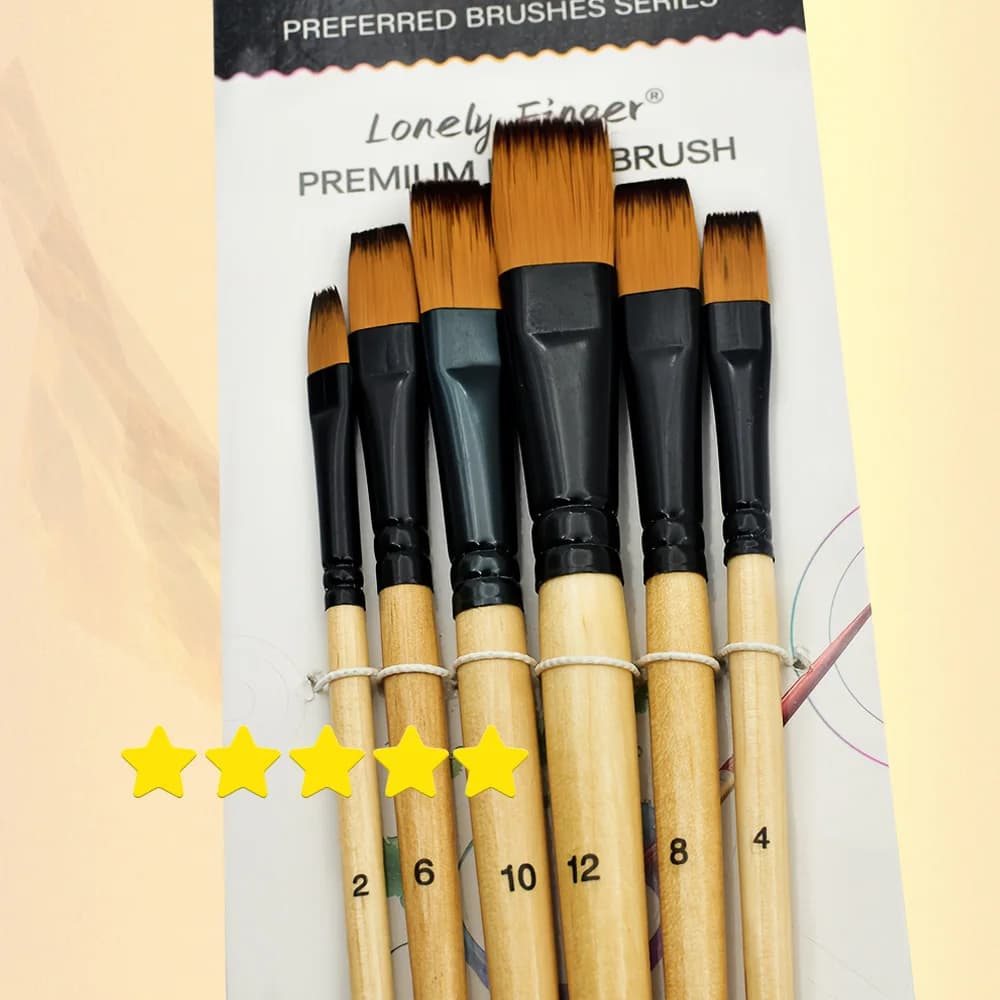 6pcs Professional Artist Paint Brushes for Watercolor, Oil Painting, Acrylic, Face Body Nail Art, Crafts, Rock Painting