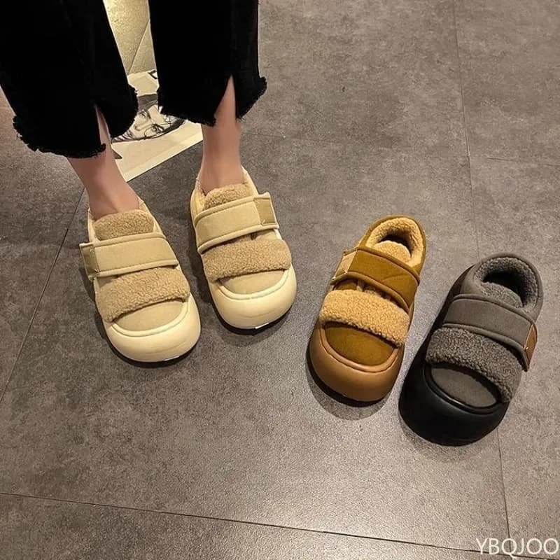 Nuovo stile invernale di scarpe in cotone con suola spessa per persone pigre per il calore Comfort Tendenza moda Stivali da neve da donna con fondo piatto