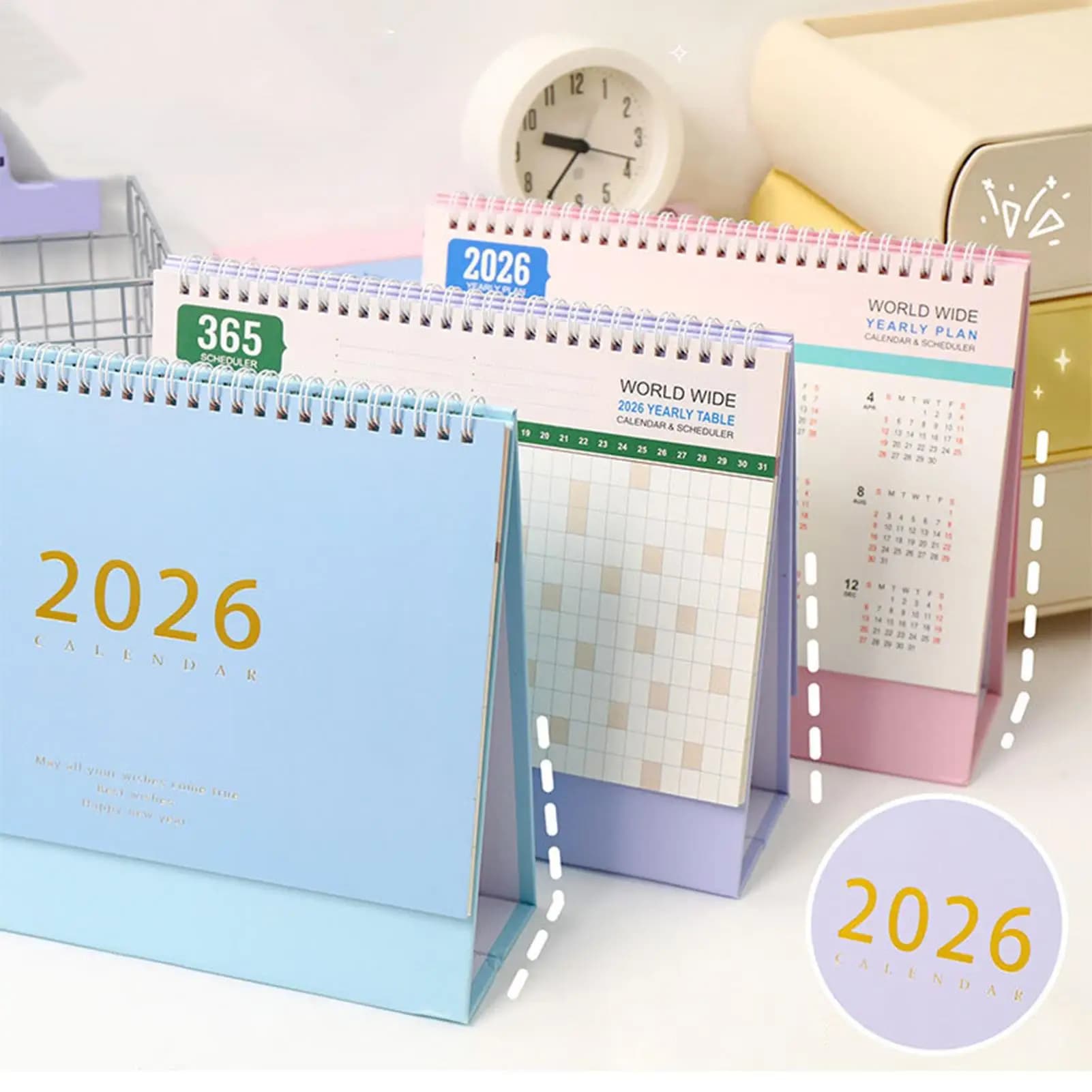 Calendario da tavolo di Capodanno 2026 Calendario del pianificatore 2026 Piano di decorazione del desktop Quaderno di controllo per l'ufficio scolastico interno domestico