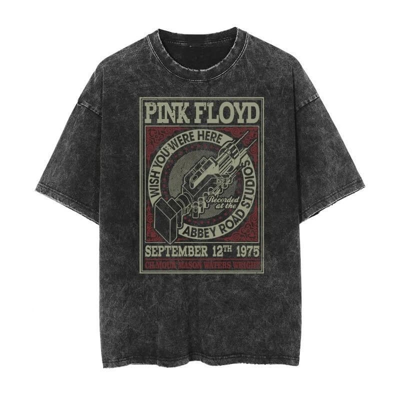 Floyd Rock Pink Delayed Washed New Arrival Mens Clothes Tee Shirt Homme Graphic T-Shirts Men Tshirt for Men Ropa Hombre