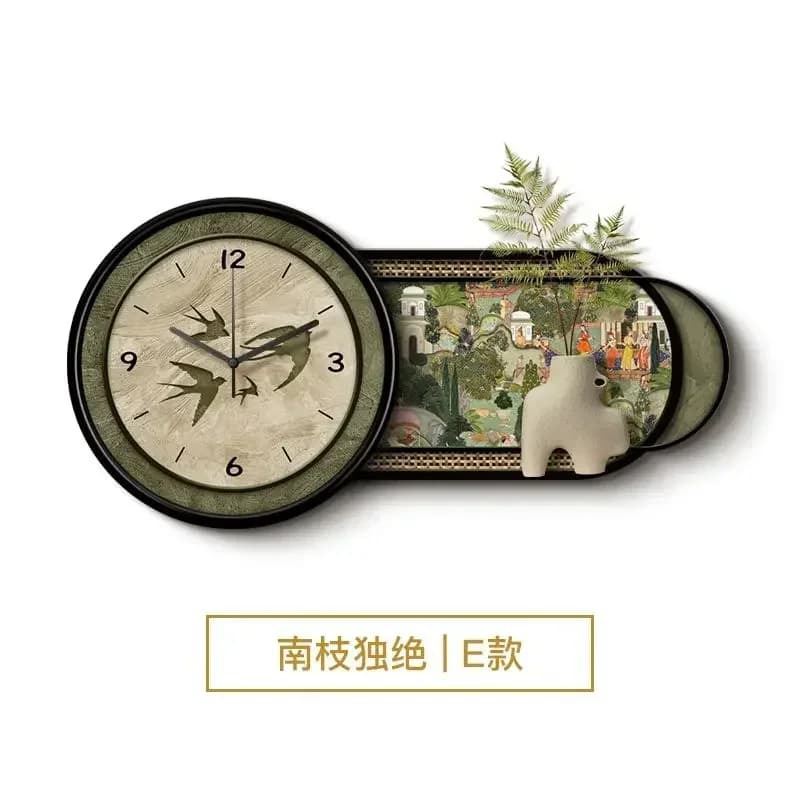 A Middle ancient style restaurant with decoration painting, three-dimensional high-end feeling, retro clock hanging painting