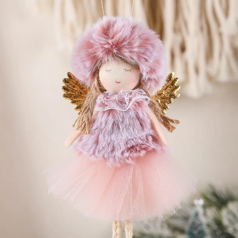 Rosa Peluche Angelo Ragazze Bambola Albero di Natale Pendenti Appesi Buon Natale 2022 Decor Per La Casa 2023 Bambini Navidada Regali Favore