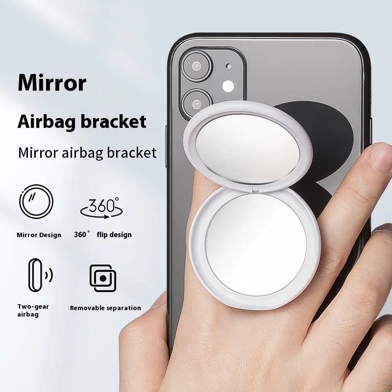 Mirror HD Phone Stand Make Up Women Mobile Phone Holder Air Cushion Adhesive Sticker Hands Free Bracket Tabletop Watching Movies