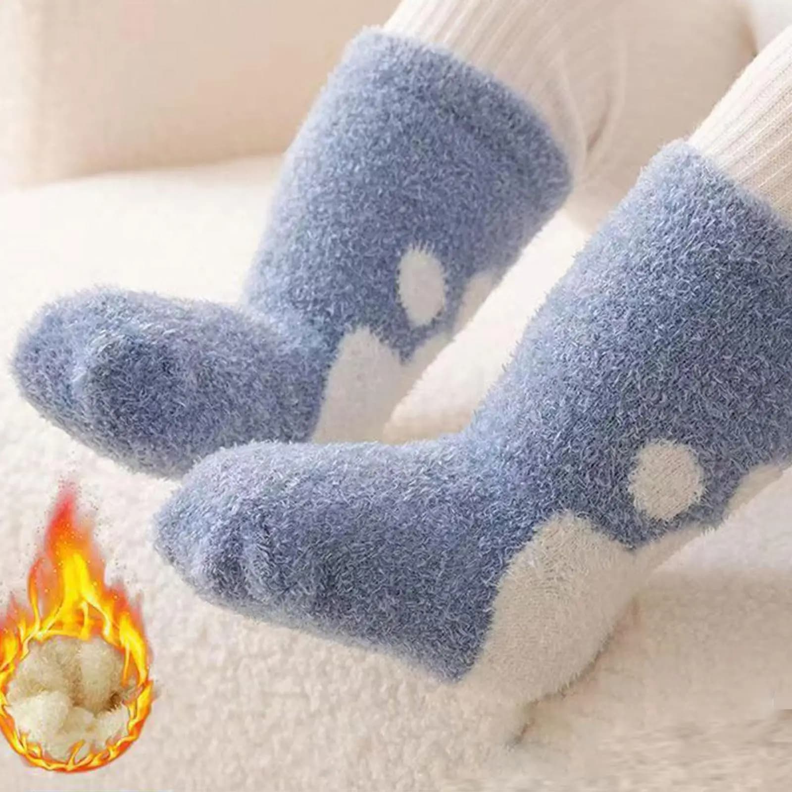 Plush socks for autumn and winter, non-slip, warm and soft, for babies