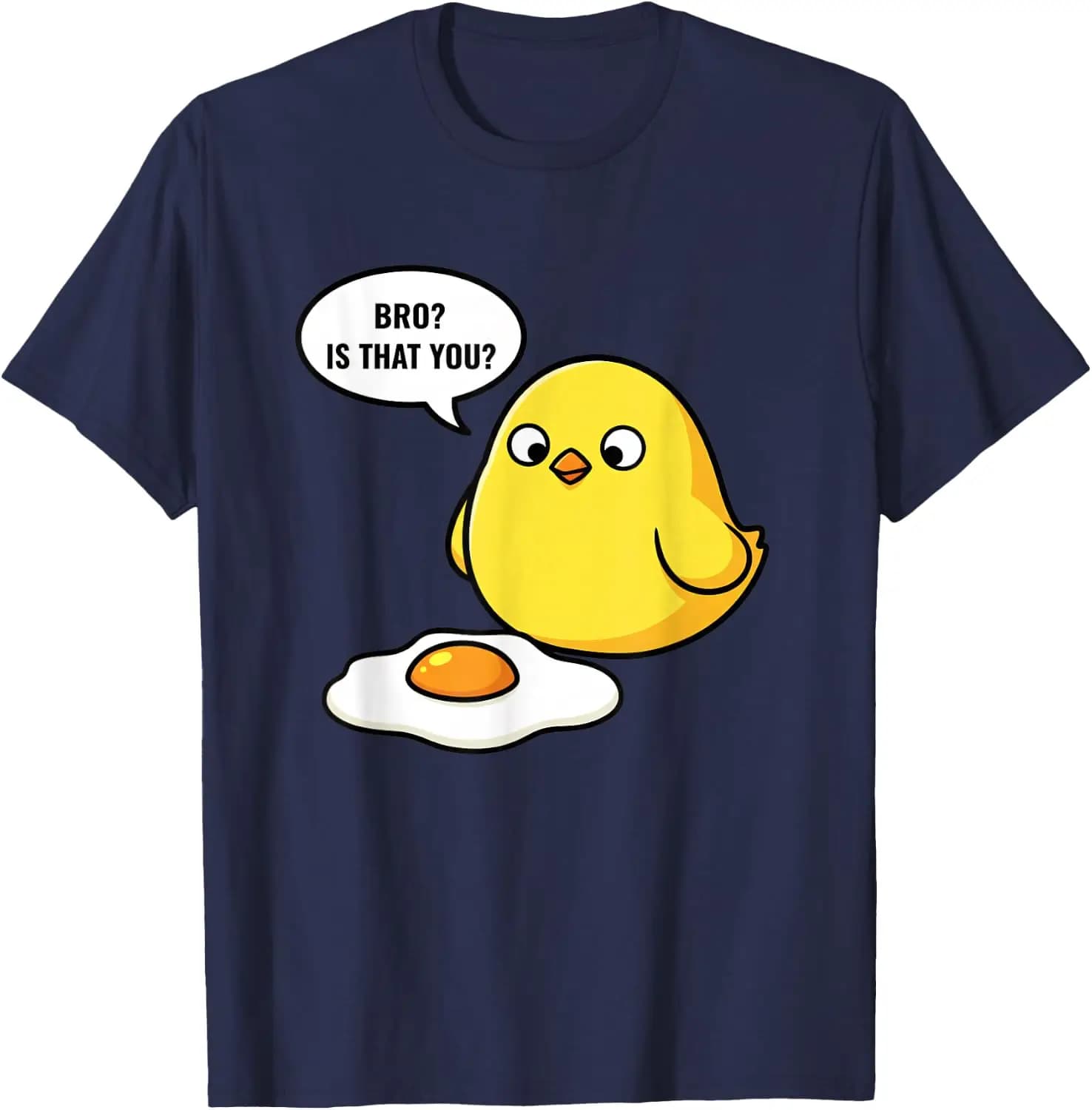 Chicken, Bro? Is That You? Funny Chick & Egg Meme T-Shirt Creative, Unique Prints, Comfortable, Soft, Breathable, Cute, Birthday Gift, Personalized, Round Neck, Cute, Funny, Fashion, , With Women's and Men's