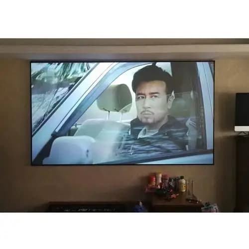 Tri-Color Laser Screen With Anti-Speckle Ambient Light Rejecting and Wall Mounted Thin Bezel Frame for Standard Projectors