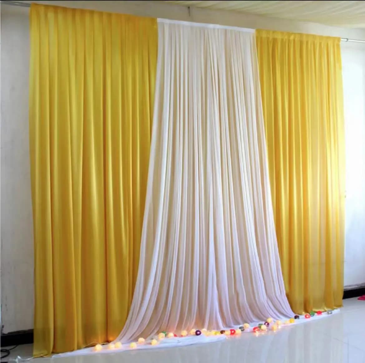 2x2M/3x3M Oro Bianco Fondale di Nozze Tenda Baby Shower Feste di Compleanno Tende per Bridal Shower Sfondo Pannelli di Stoffa