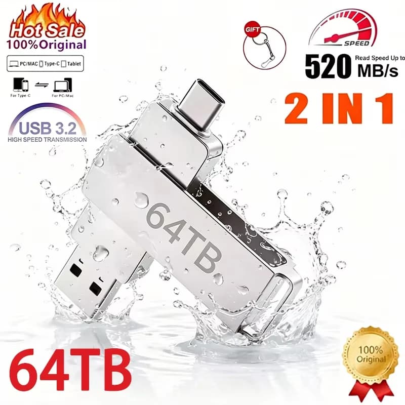 Penna USB in Metallo, Accessori per Fotocamera Sportiva, Super Mini Plug & Play USB 3.2 450MB/s, Accessori per Flash Drive, Elegante e Resistente, U-Disk da 2TB