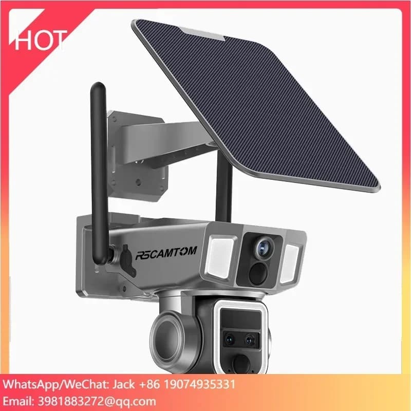 Sistema di Telecamere di Sicurezza Solare Rscamtom 12MP, Wireless per Esterni con Zoom 10X, Allarme Push, Wifi 4G 2 in 1, Telecamera CCTV