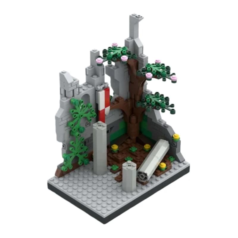 Modello di castello in miniatura architettonico MOC. Mattoncini giocattolo con blocchi di piccole particelle, 312 pezzi. Adatto a tutti gli appassionati a