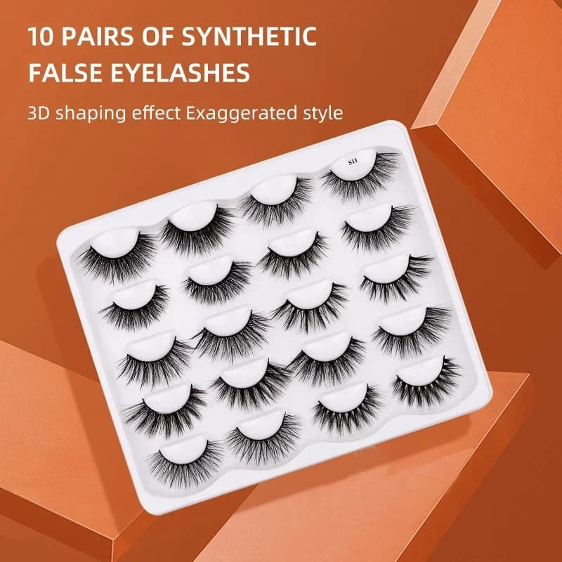 10 pairs/box 3D mink fake hair thickening extension eyelashes long strip full eyelashes fake natural makeup tool for eye makeup