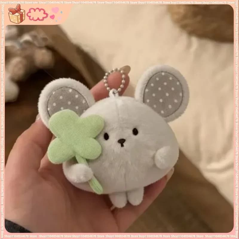 Portachiavi Topolino in Peluche, Simpatico Giocattolo Morbido Imbottito, Mini Ciondolo a Forma di Quadrifoglio per Zaino e Decorazione Chiavi