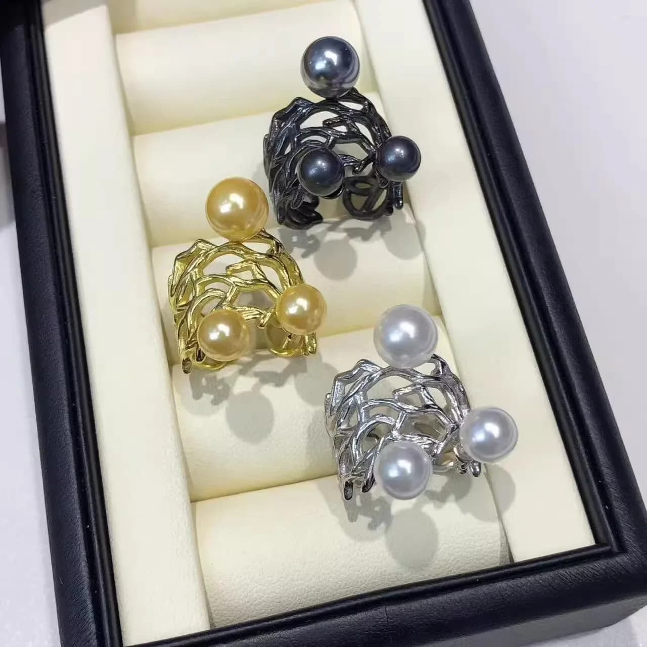 MeiBaPJ 6mm Freshwater Pearl Lavas ANELLO Fashion Door DIY Ring Silver 925 Setting Fine Wedding Jewelry for Women