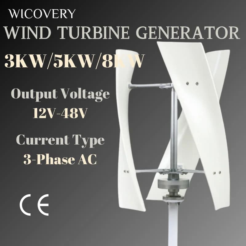 3KW 5KWAsse verticale Mulino a vento 12v 24v 48v Turbina eolica Permanente Generatore Maglev Energia libera con pannelli solari Batteria inverter