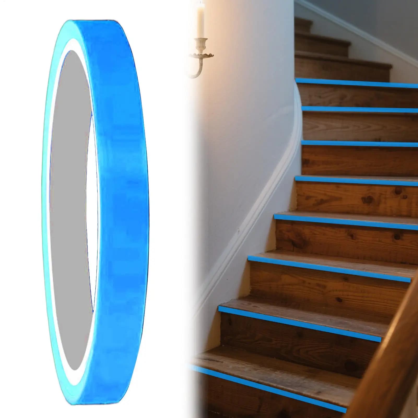 Nastro Fluorescente Adesivo per Pareti, Nastro Fluorescente Luminoso al Buio per Decorazione di Pareti, Scale, Aule, Palcoscenici e Gradini