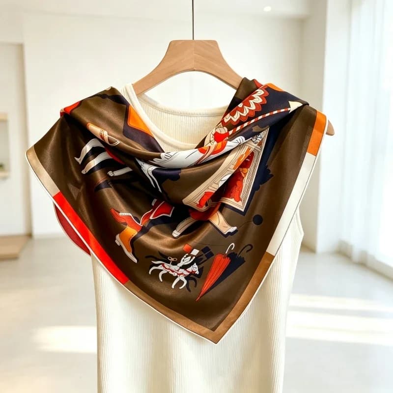 100% Mulberry Silk Double Crepe Square Scarf Hand Rolled Edge Women Sunscreen Luxury Stylish Elegant Daily Decor Neck Shawl