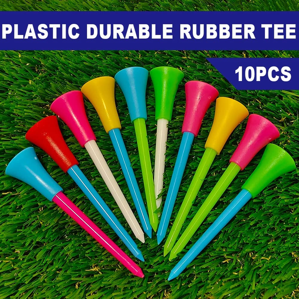 T-shirt da golf in plastica da 10 pezzi, multicolore, 83 mm, cuscino in gomma resistente, supporto per palline da golf, accessori da golf