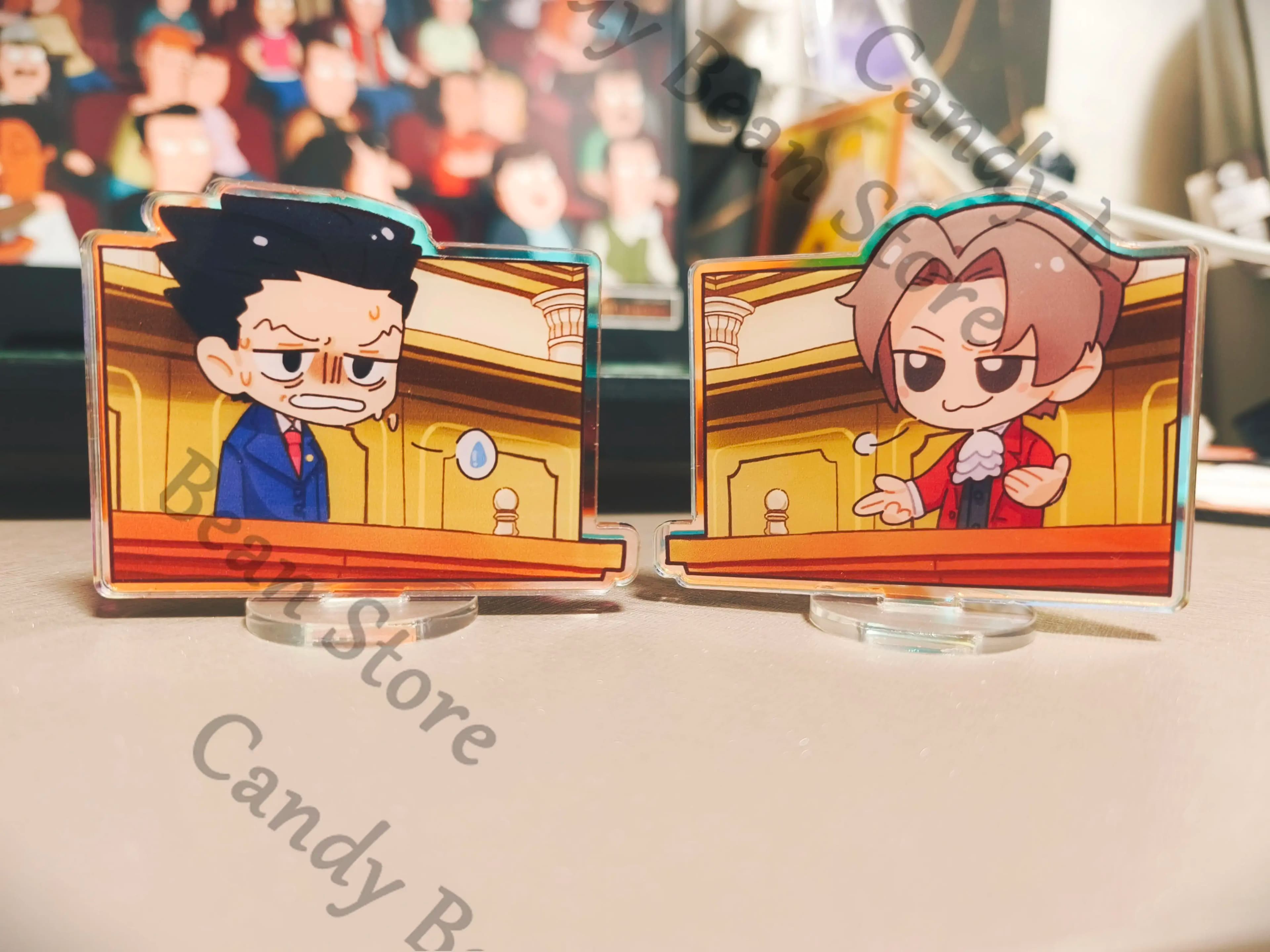 Anime Ace Avvocato Miles Edgeworth Phoenix Wright Cosplay Acrilico Arcobaleno Stand Figura Cartoon In Piedi Segno Tabellone Indicativo