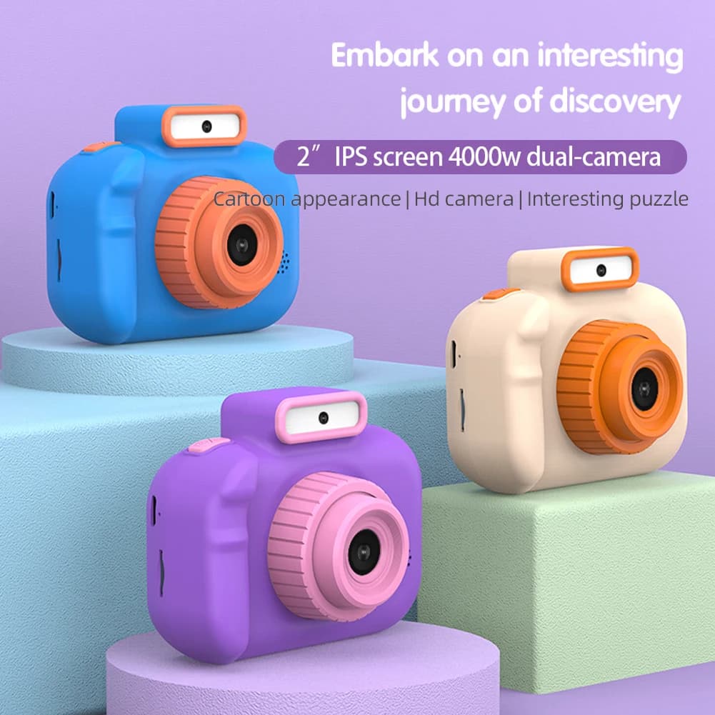 KidsCamera Ad alta definizione 4000W Anteriore Posteriore Doppia fotocamera 2 pollici 1080P HD IPS Schermo Digitale Fotocamera per bambini Fotografia Giocattolo