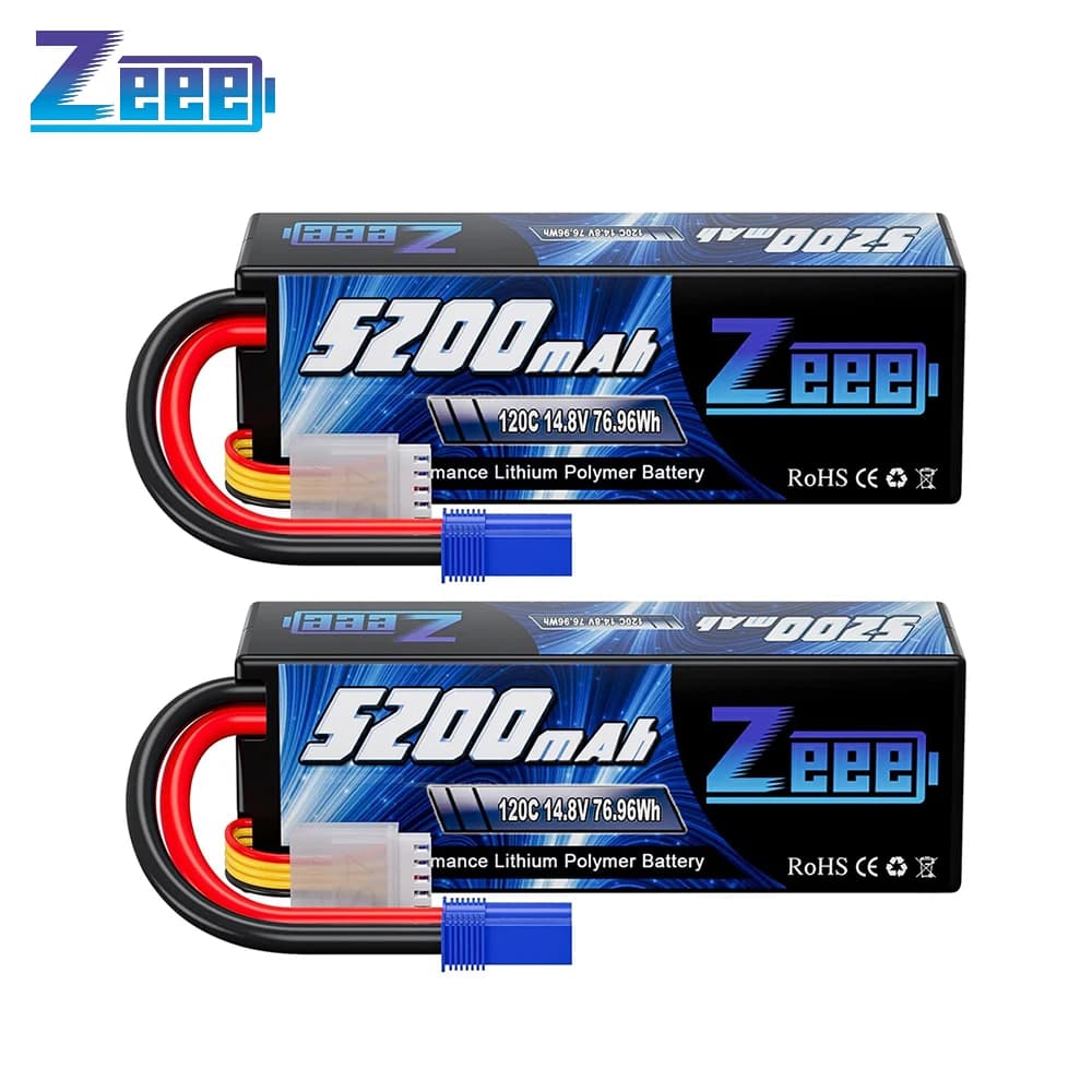 2 pz Zeee 4S 5200mAh Lipo batteria 14.8V 120C Hardcase EC5 spina per RC Buggy Truggy 1/10 scala elicotteri da corsa RC ricambi auto