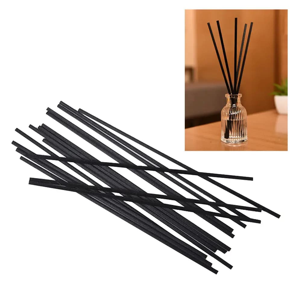 50 Pezzi Bastoncini di Ricambio per Diffusore di Aromi, Aste in Fibra Nera Diametro 3mm Lunghezza 22cm, Bastoncini in Rattan per Diffusore di Aromi per la Casa