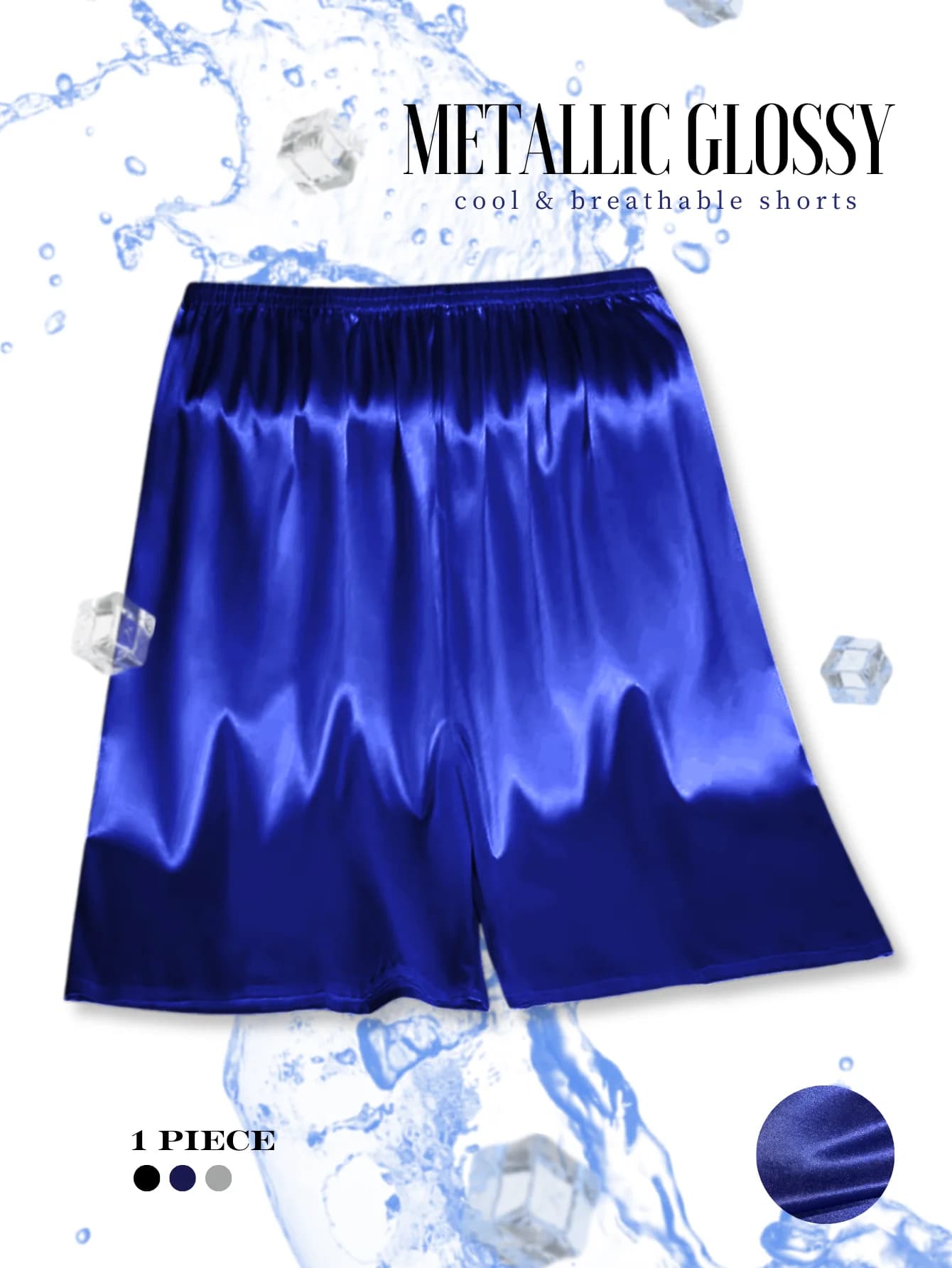 1 piece of semi-transparent men's underwear in metallic ice silk shiny night pants design elastic band comfortable sexy casual night shorts
