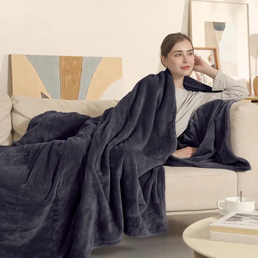 Coperta Elettrica Riscaldante Misura Full, Coperta Riscaldante in Flanella Super Morbida e Confortevole con 6 Livelli di Riscaldamento e 110 Ore di Autonomia