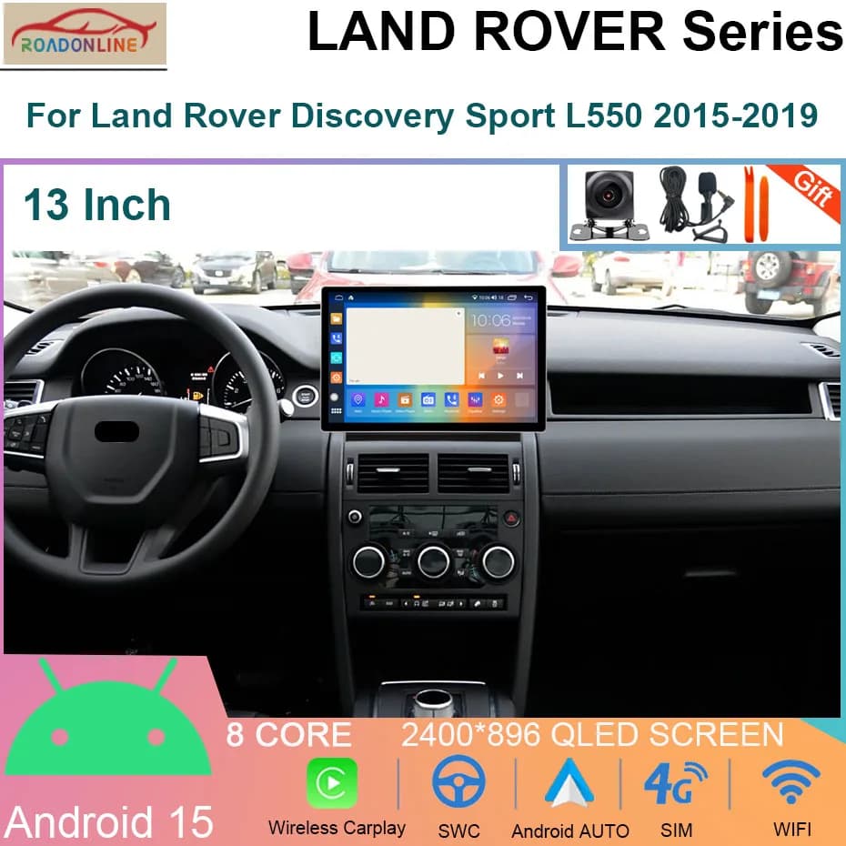 13 INCH Android 15 Car Radio For Land Rover Discovery Sport L550 2015-2019 Multimedia Video Player GPS Navigation Head Unit