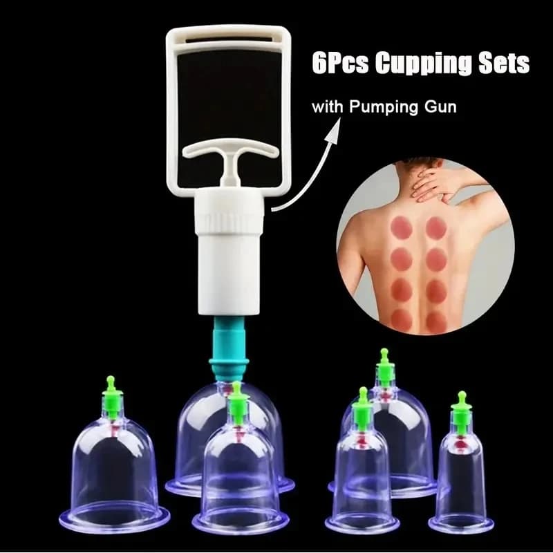 Set of 6 Massage Covers with Vacuum Gun, Back Massage Covers, Detox Anti-Cellulite Therapy, Body Care Bars