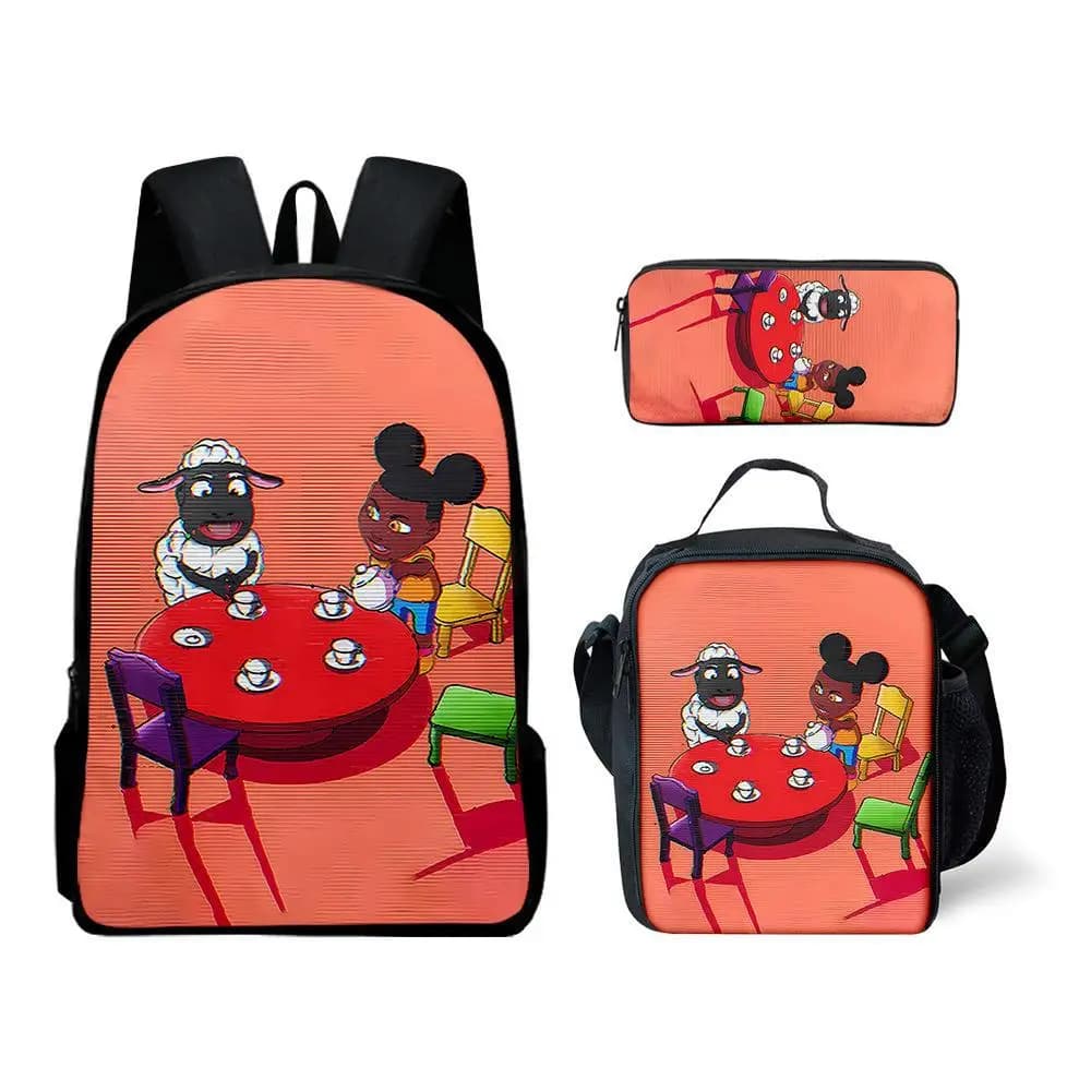 Classic Popular Funny Amanda the Adventurer 3D Print 3pcs/Set pupil School Bags Laptop Daypack Backpack Lunch bag Pencil Case