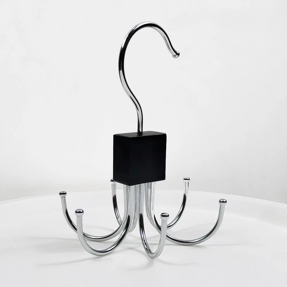 Swivel racks in Premium Natural Wood: Stainless Steel Hooks for Belts, Scarves and Glazes