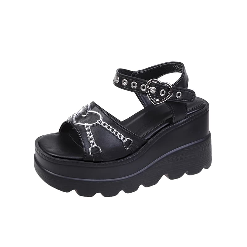 Sandali da donna con piattaforma estiva Gothic Lolita Kawaii Girls Luxury Trend Rock Casual Beach Flats rosa nero 2023 nuovo