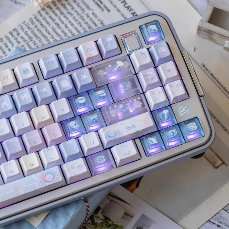 Copritasti a tema meduse Copritasti trasparenti satinati per PC PBT Cherry Profilo Copritasti personalizzati per tastiera meccanica Regalo carino