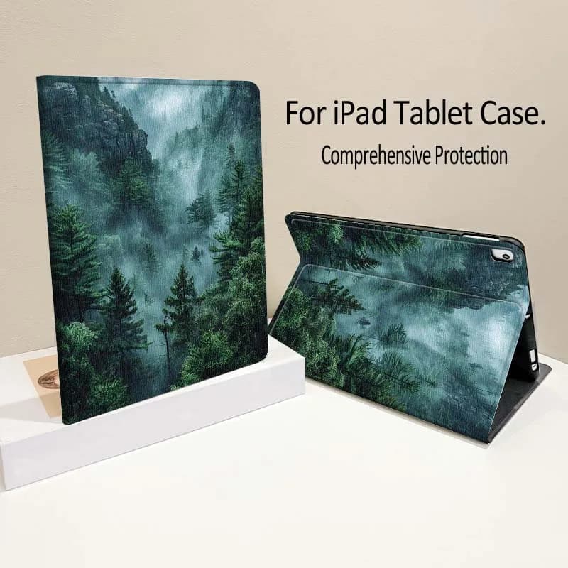Misty Mountain Forest Pine For iPad Pro Air mini 7 6 5 4 11th 10th 7th 6th 5th 13 12.9 11 10.9 10.5 10.2 Inch Tablet Case