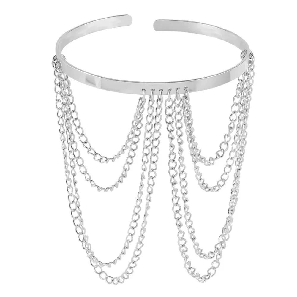 Gold Color Arm Bangles Open Adjustable Thin Chain Adjustable Arm Bracelet Charm Alloy Chain Pendant Bangle Party Accessories