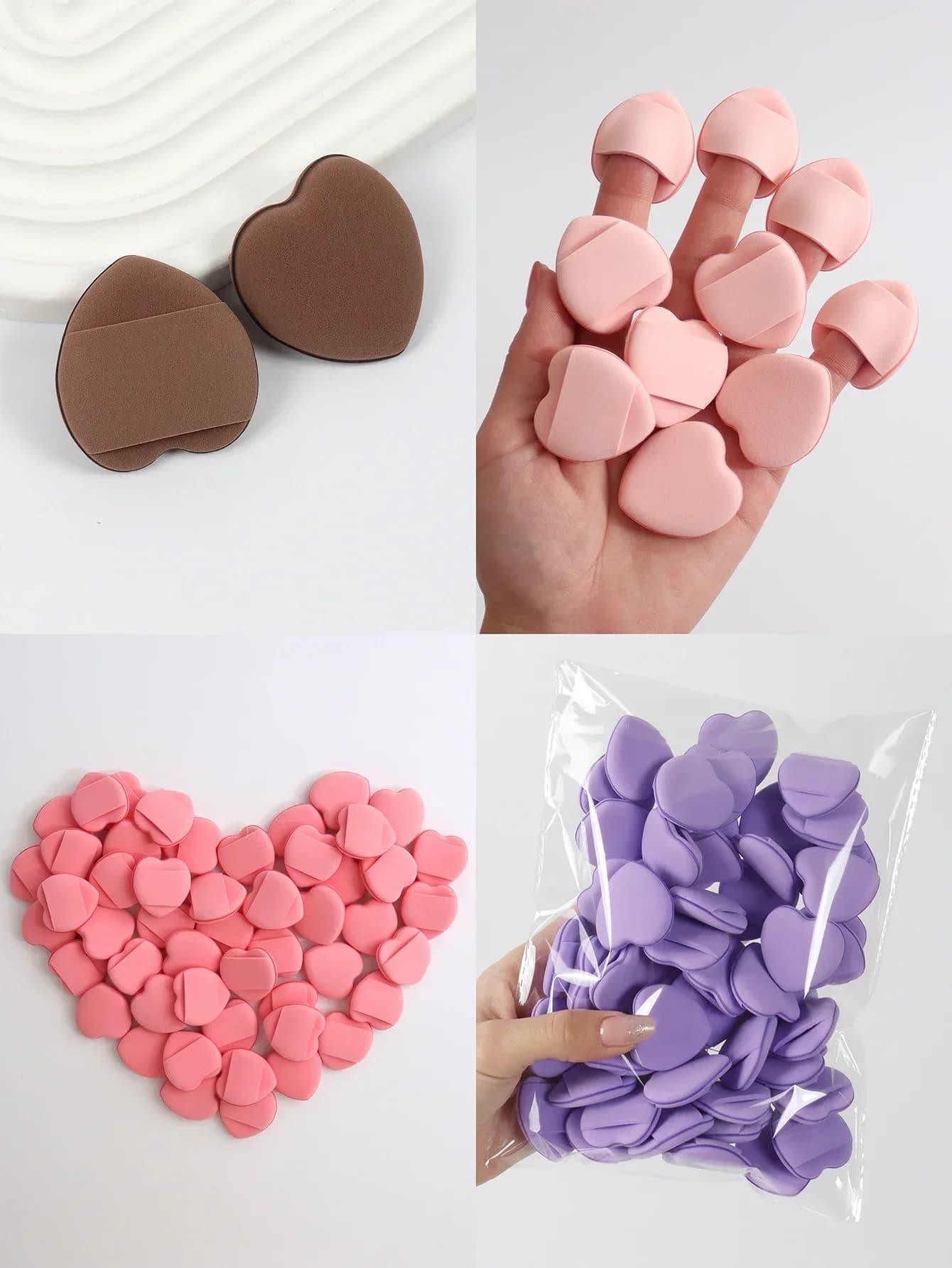 Spugna e Puff Cosmetico Senza Lattice, Cuscinetti Misti per Fondotinta Liquido, 50 Mini Applicatori a Dito per Trucco