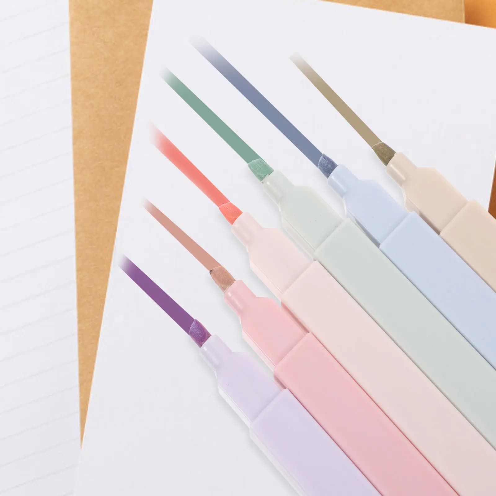 6Pcs Portable Highlighter Pens Compact Multi-Function Markers School Scrapbook Book Marking Pens Highlighter Pen