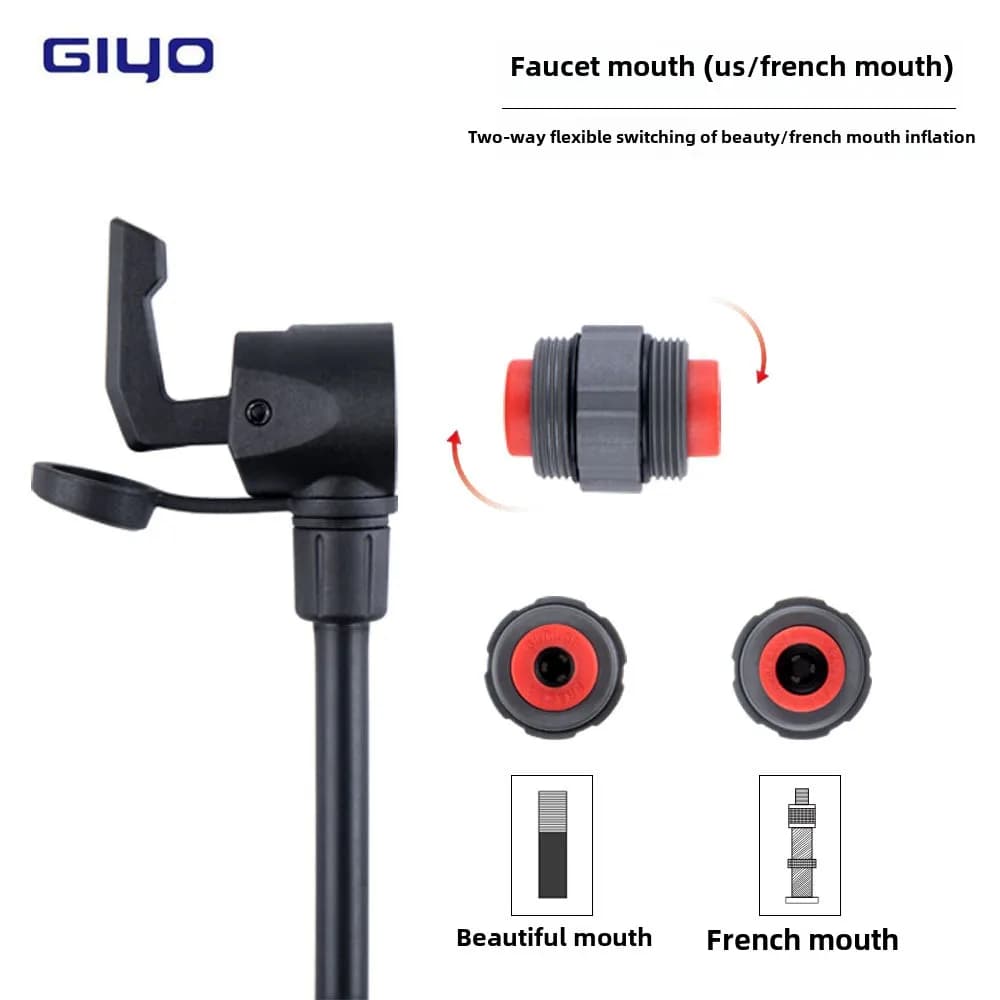 Giyo Mini Pompa di Gonfiaggio per PneumaticiGM-642 120psi Bicicletta Presta Schrader Doppia Valvola di Conversione Pompa Pompa da Pavimento Pompa MTB bici