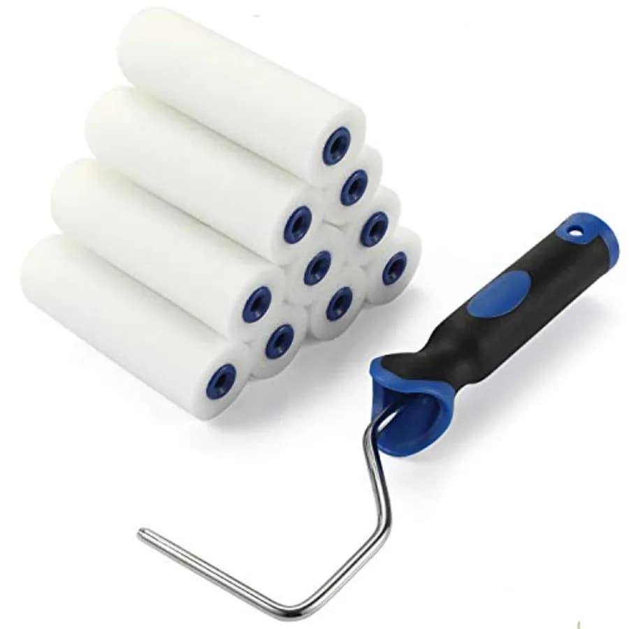 Foam Paint Roller, 4-Inch Mini Paint Roller Cover Refills, Small Roller Nap, Foam-Covered Ends, High-Density Foam Covers for Ro