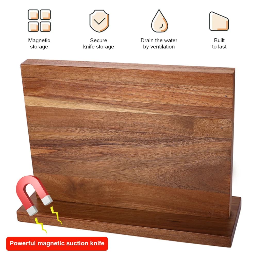 Magnetic Wood Knife Holder, Double Face Knive Display, Kitchen Knife Holder, Multifunctional Organizer