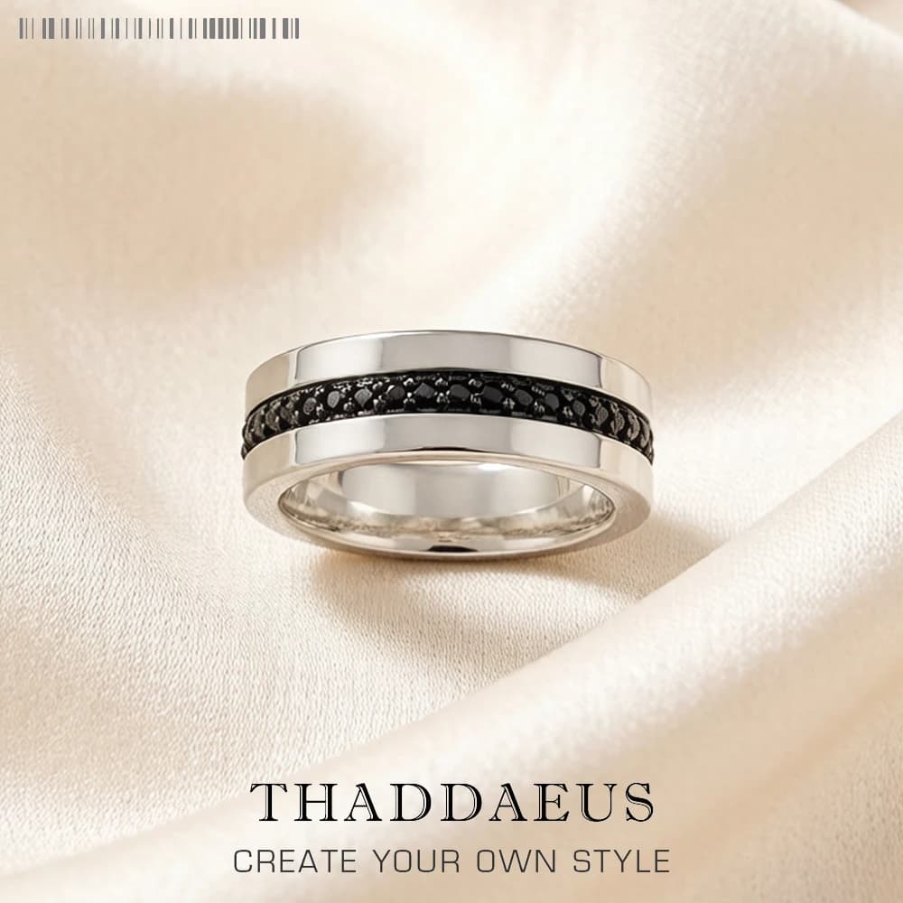 Band Ring Eternity Classic Black Europe Style Fine Jewerly For Men & Women Gift In 925 Sterling Silver