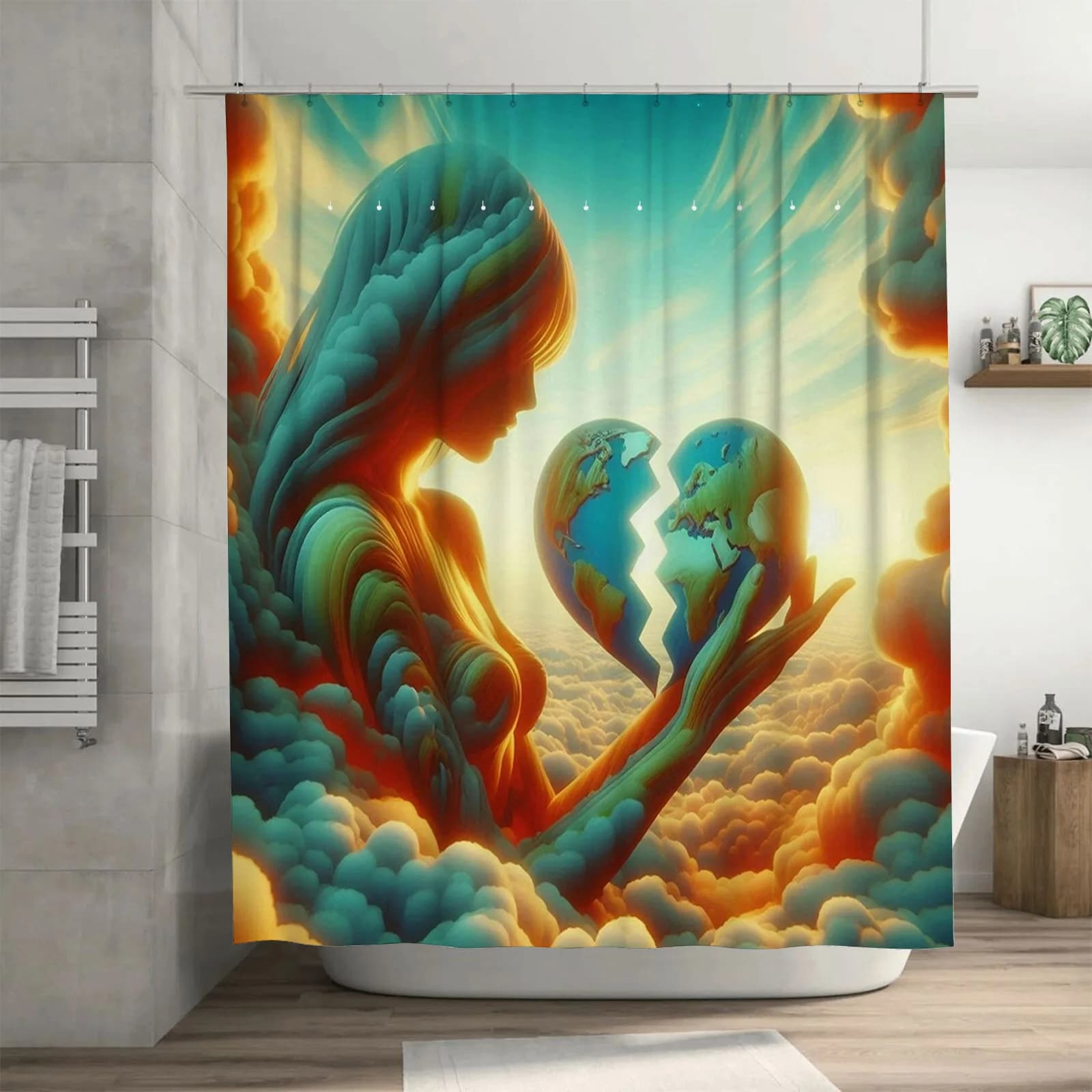 Tenda da doccia Celestial Love: impermeabile, resistente al muffa, lavabile in lavatrice per l'arredamento del bagno etereo