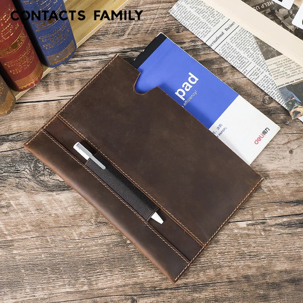 Genuine Leather Portable book Case A5 Retro Notebook Cover Diary Office Business Handmade Cowhide Book Sleeve Case