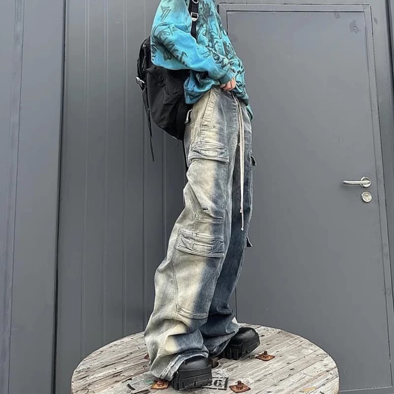 Jeans Mijko American High Street Water Waed adual Blue to Long Zampa Men, Trendy, Multitasche, Workwear Style