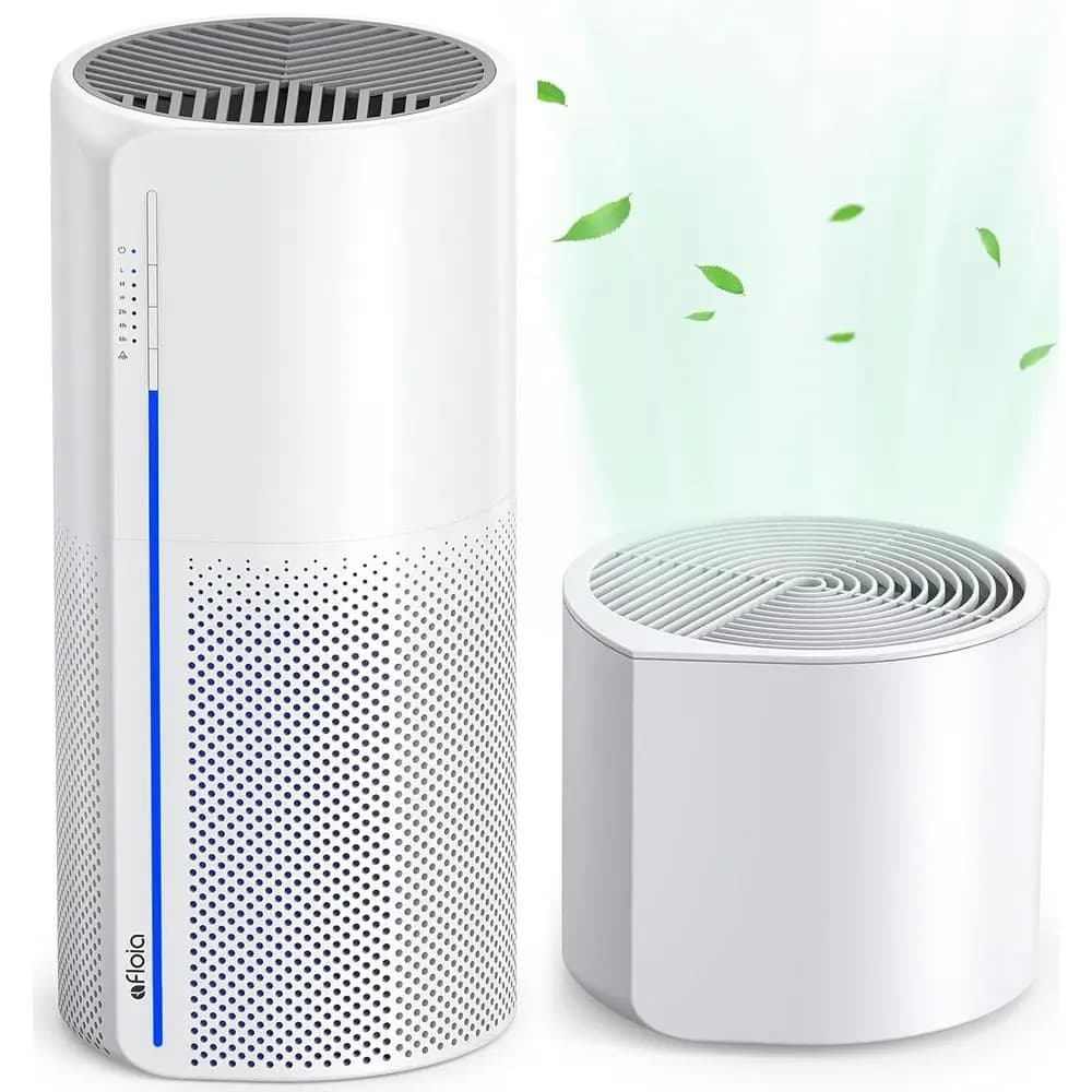 Purificatore d'aria 2 in 1 con filtri a 3 stadi per allergie domestiche, animali domestici, capelli, fumo, odori, spegnimento automatico, funzionamento silenzioso, 7 colori L